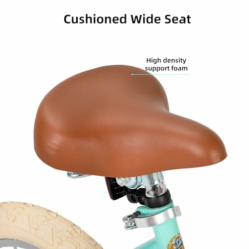 Cushioned wide seat with high density support foam on a bicycle.