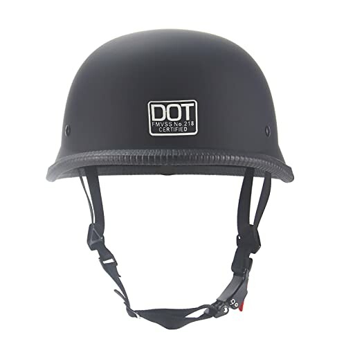 DOT certified black motorcycle helmet with chin strap