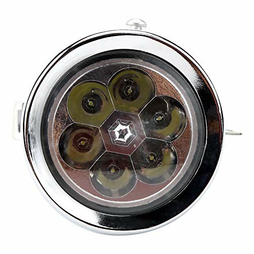 Front view of a round LED light bulb with multiple small lights.