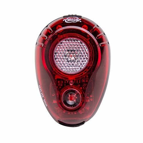 Red bicycle tail light with circular lens