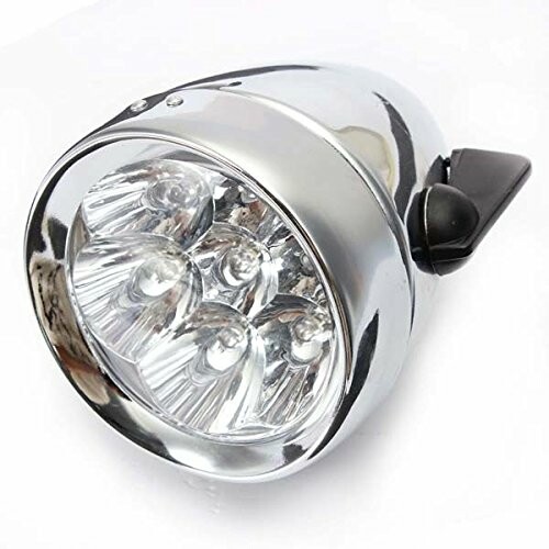 Chrome vintage bicycle headlight with multiple LED bulbs