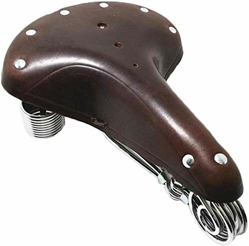 Brown leather vintage bicycle seat with springs